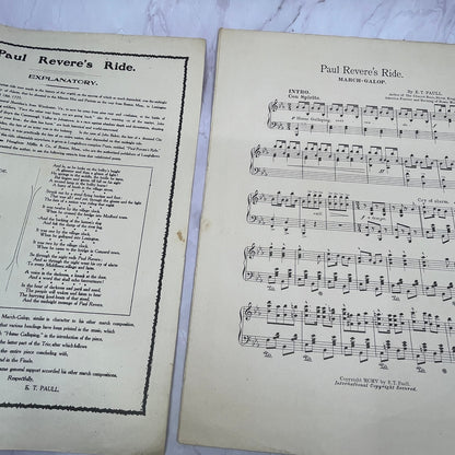 Paul Revere's Ride March-Twostep E.T. Paull 1905 Sheet Music V15