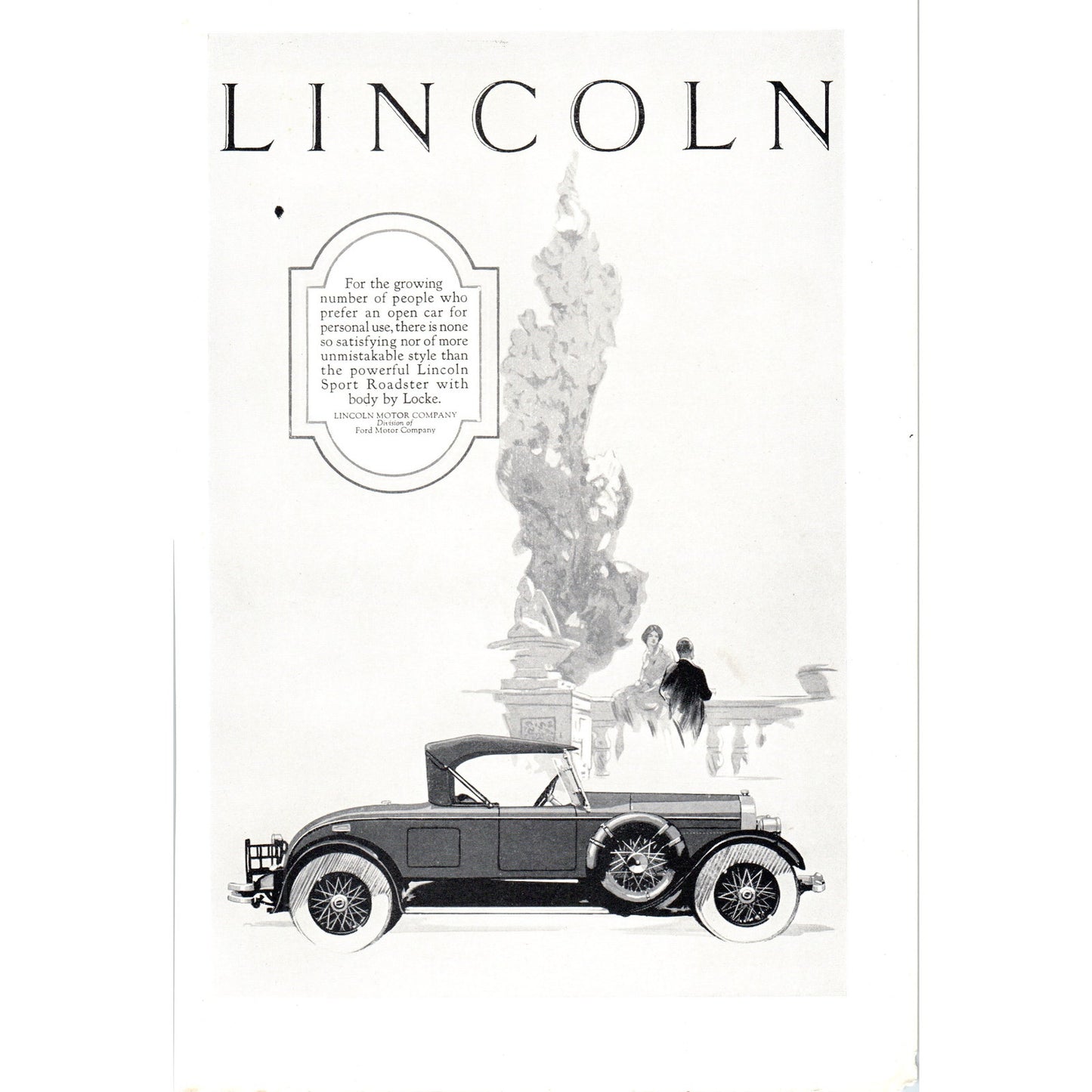 Lincoln Sport Roadster Locke Body Automobile Car - Vintage Magazine Ad D20