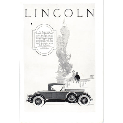 Lincoln Sport Roadster Locke Body Automobile Car - Vintage Magazine Ad D20