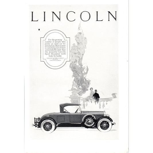 Lincoln Sport Roadster Locke Body Automobile Car - Vintage Magazine Ad D20