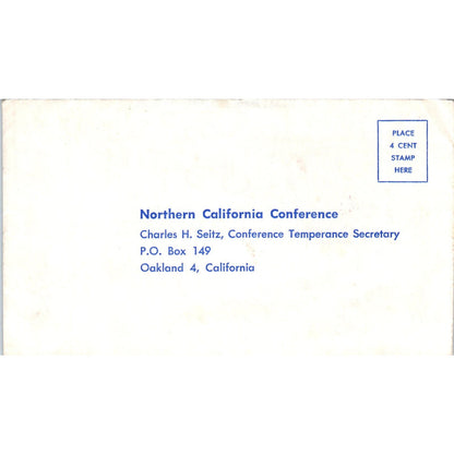 Vintage Northern California Conference Temperance Oakland Donation Envelope AE7