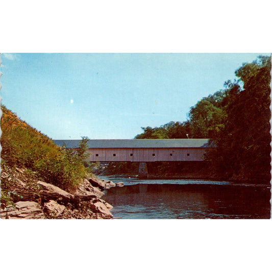Morse Bridge Kenduskeag Stream Bangor Main Covered Bridge Postcard PB13