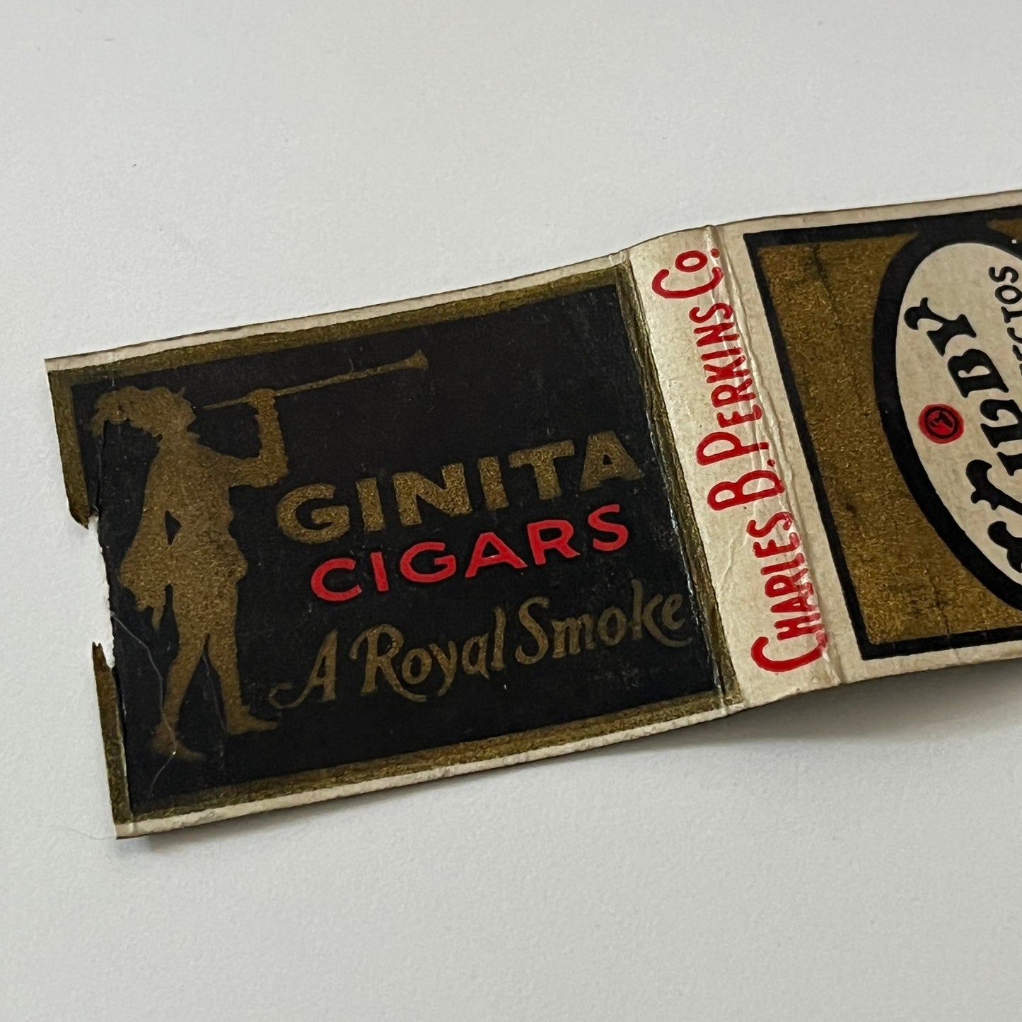 Kilby Perfecto Ginita Cigars Charles B Perkins Co Matchbook Cover TB6-MB1-13