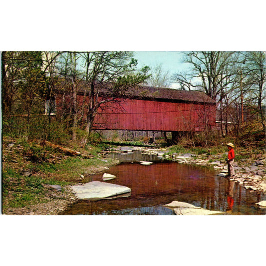 Cabin Run Covered Bridge Bucks County PA Vintage Covered Bridge Postcard PD6