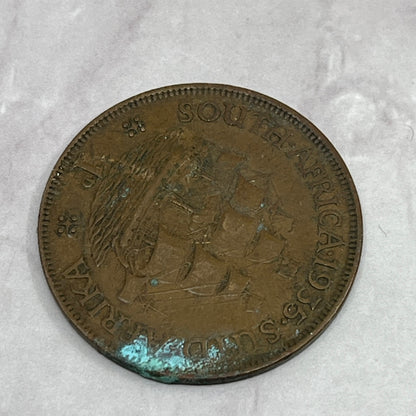 1935 South Africa Under UK King George V Vintage Old Bronze Penny Coin SE2