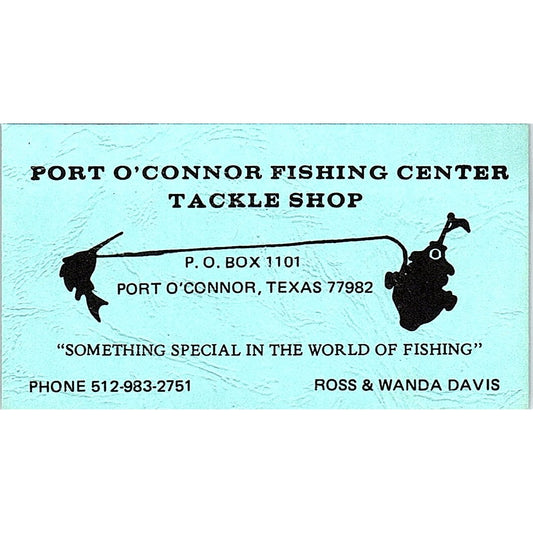 Tackle Shop Ross & Wanda Davis Port O'Connor Texas Vintage Business Card SB4-B10
