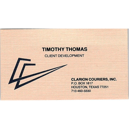 Clarion Couriers Inc. Timothy Thomas Houston Texas Vintage Business Card SB4-B5