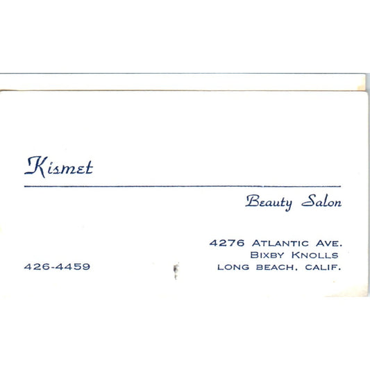 Kismet Beauty Salon Bixby Knolls Long Beach CA Vintage Business Card SD8-B11