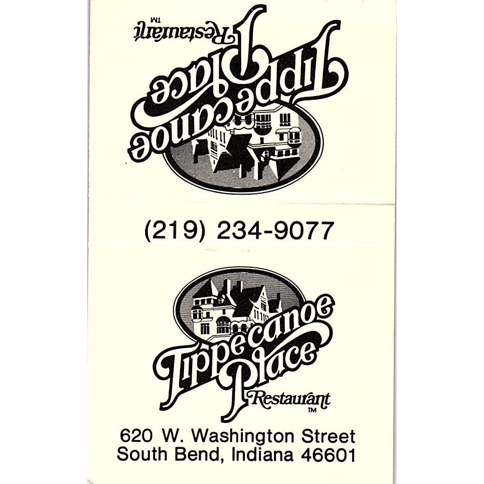 Tippecanoe Place Restaurant South Bend IN Vintage Matchbook TB6-MB2-12