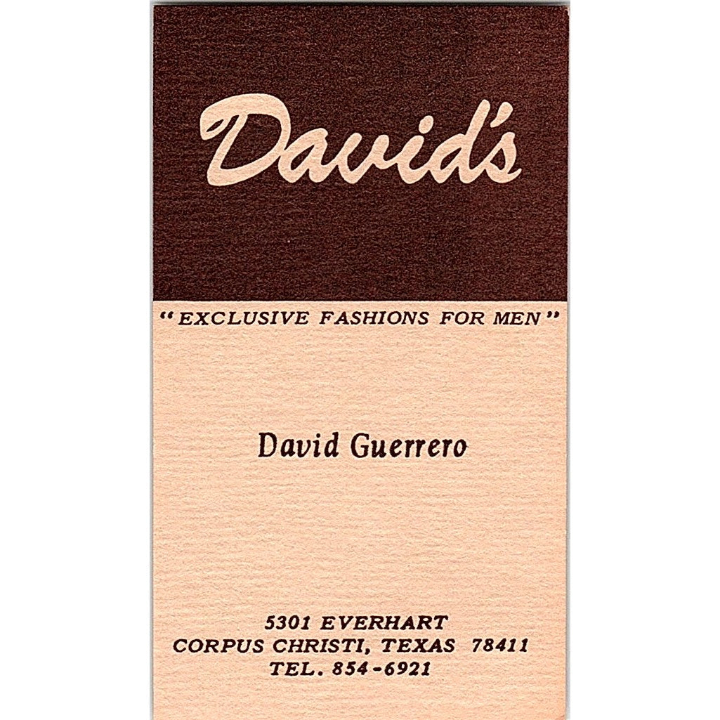 David's Fashions for Men David Guerrero Corpus Christi TX Business Card SD9-B12