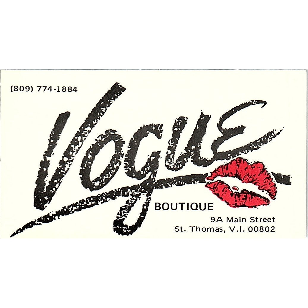 Vogue Boutique St. Thomas VI Vintage Business Card SE5-B4