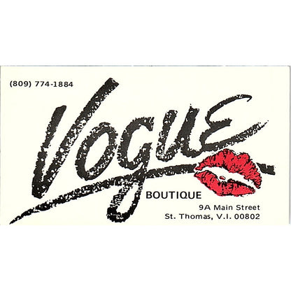Vogue Boutique St. Thomas VI Vintage Business Card SE5-B4