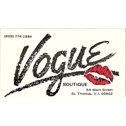 Vogue Boutique St. Thomas VI Vintage Business Card SE5-B4