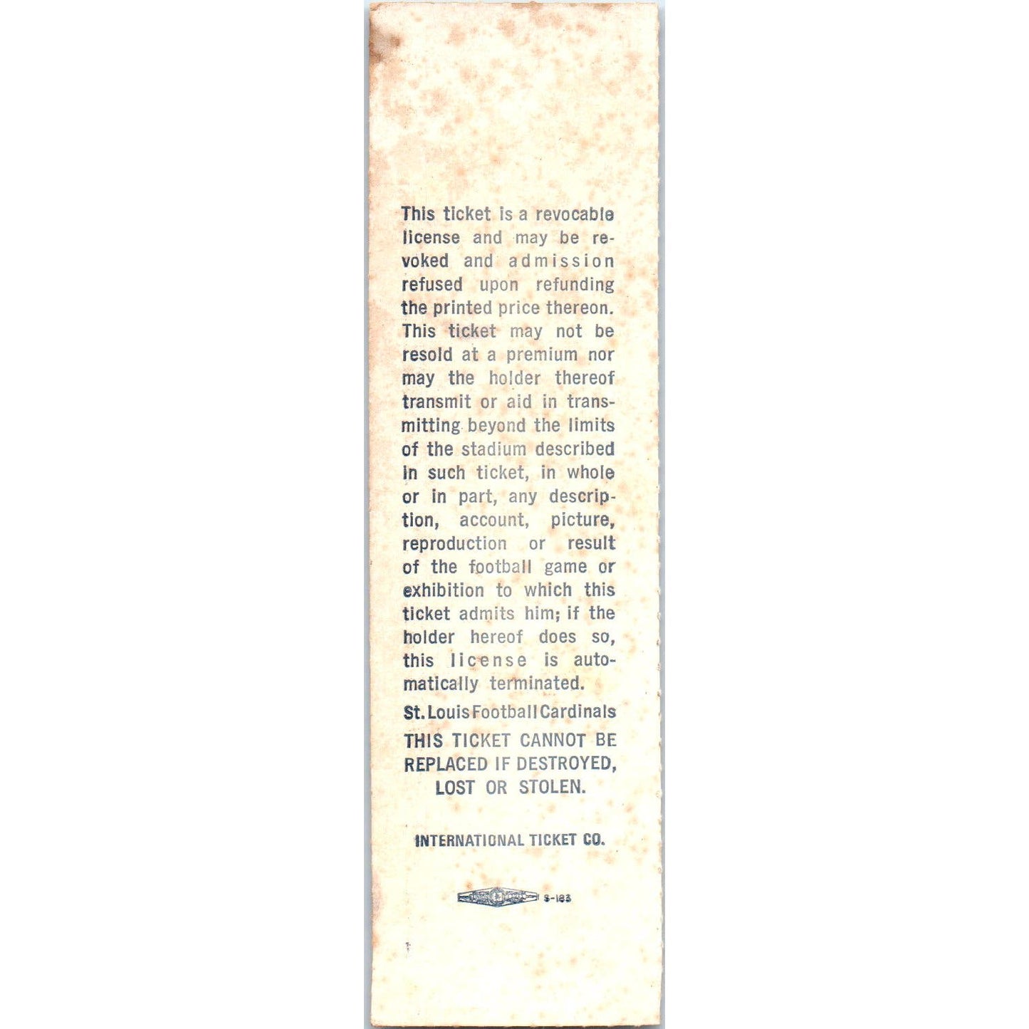 c1980 NFL St. Louis Football Cardinals NFC Playoff Game Phantom Ticket Stub AD7