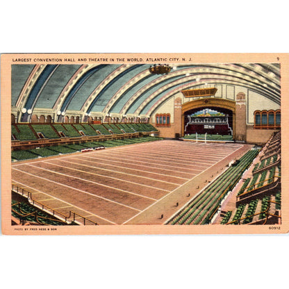 Largest Convention Hall & Theatre in the World Atlantic City NJ Vtg Postcard PD3