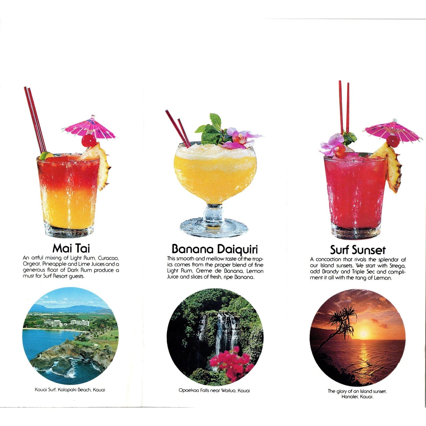 1970s Surf Resorts Tropical Drinks of Hawaii Travel Brochure AF7-E2
