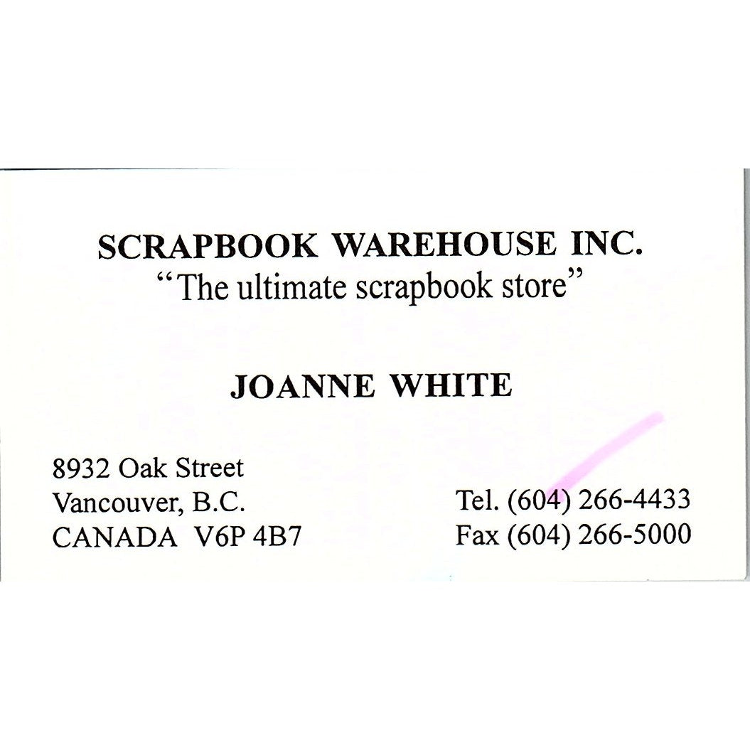 Joanne White Scrapbook Warehouse Vancouver BC Vintage Business Card SC9-B10