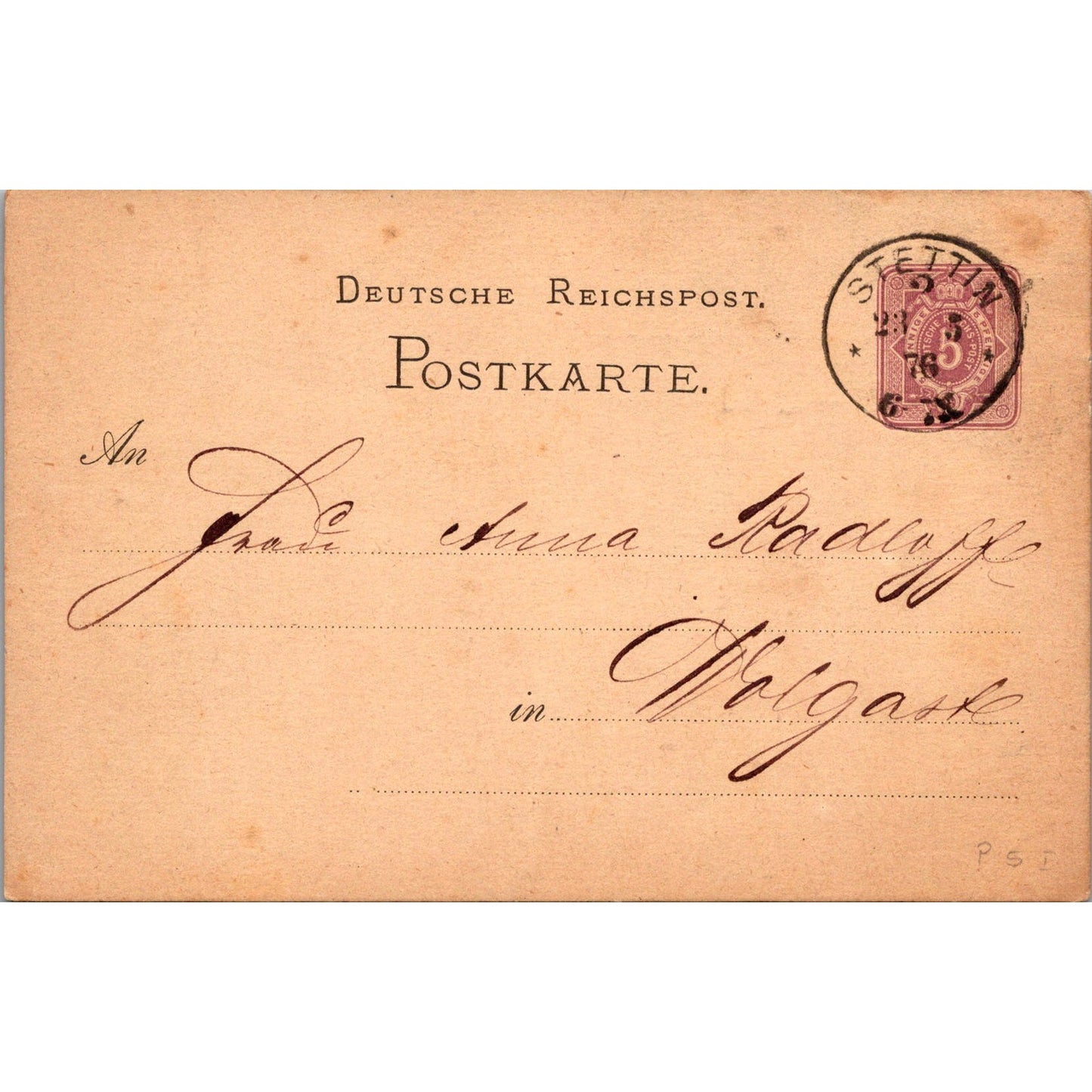 Radcaffe Wolgaste Zuckersiederei Stettin 1876 German Reich Postcard TE2-GRP