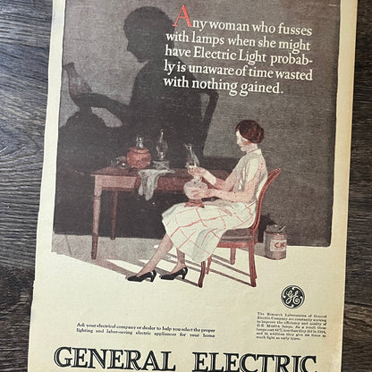 GE General Electric Anti Kerosene Lamp Electric Light Vtg Magazine Ad 11x15 V8
