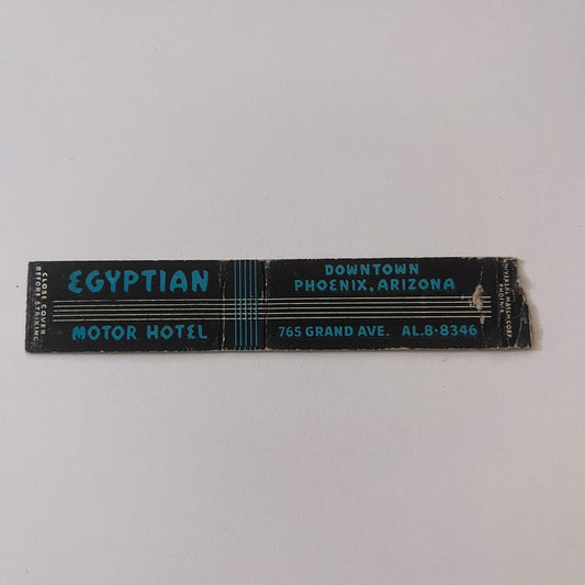 Egyptian Motor Hotel Phoenix AZ Vintage Matchbook TB6-MB2-9