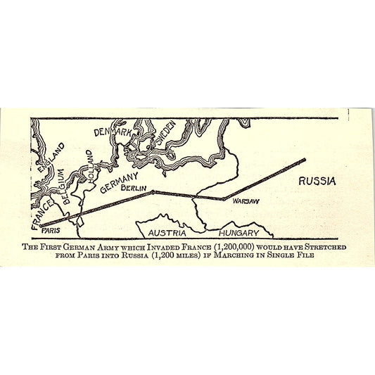 Map of First German Army Invasion of France 1919 WWI Print AF9-M2