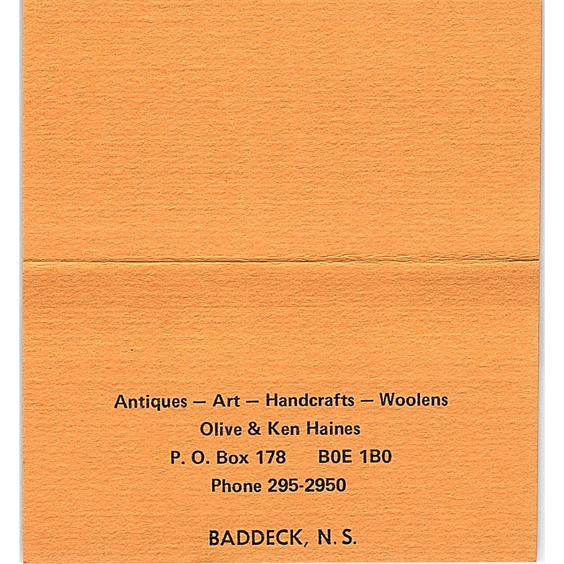 Lynwood, Olive & Ken Haines Baddeck, N.S  Vintage Business Card SF3-B9