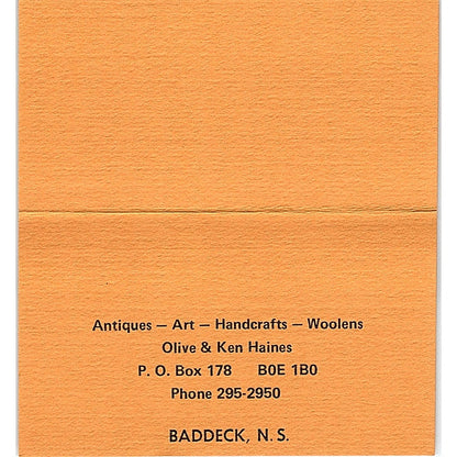 Lynwood, Olive & Ken Haines Baddeck, N.S  Vintage Business Card SF3-B9