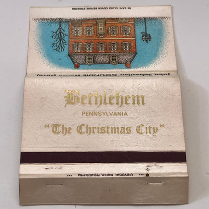 Hotel Bethlehem PA The Christmas City Vintage Matchbook Cover TB6-MB1-11