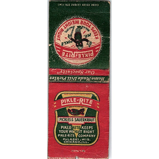 Pikle-Rite Mr. Pickle Pulaski WI Vintage Matchbook Cover SC7-Y1