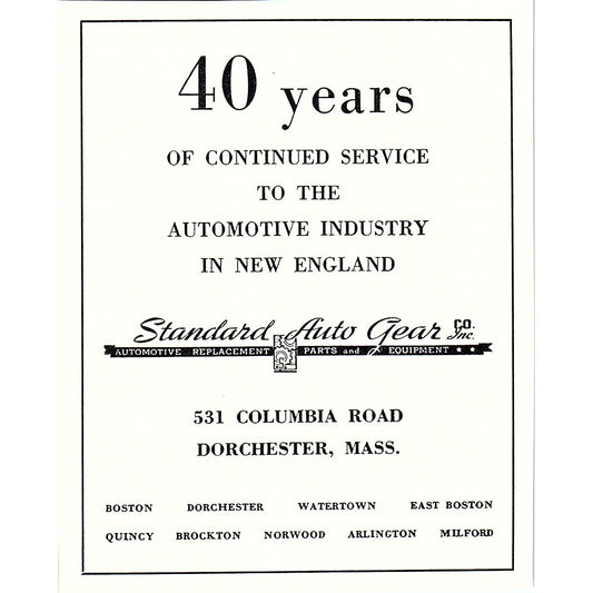 Standard Auto Gear Co Inc Dorchester MA 1950 Ad AF6-M8