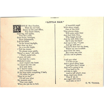 Little Nan - G.W. Thomas 1884 Poem AG3-1