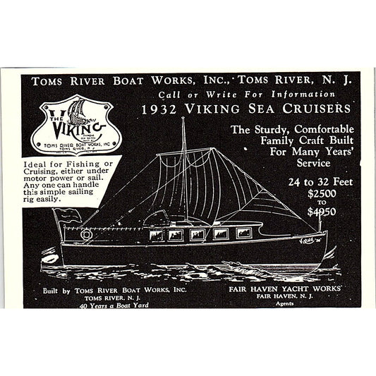 Viking Sea Cruisers Toms River Boat Works Toms River NJ 1932 Ad AG2-M19