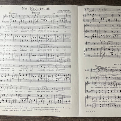 Meet Me At Twilight Sydney P Harris 1917 Sheet Music V13
