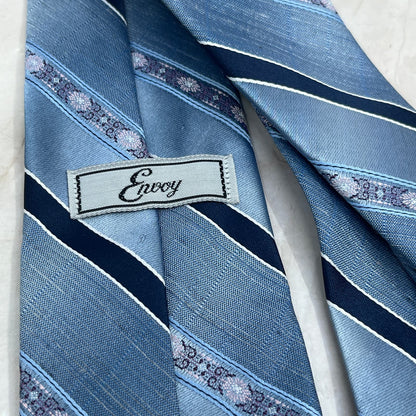 Retro Men's Envoy Polyester Blue Striped Necktie Tie TJ4-T2