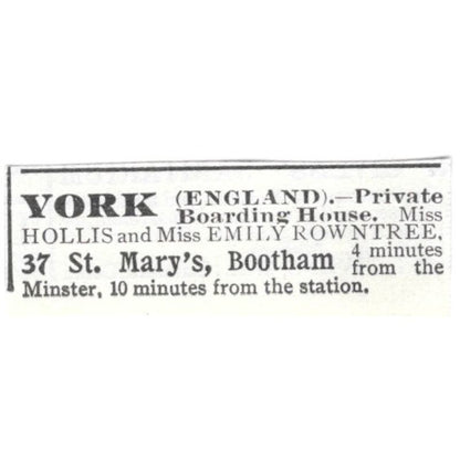 York England Boarding House St. Marys Bootham c1918 Advertisement AE5-SV1