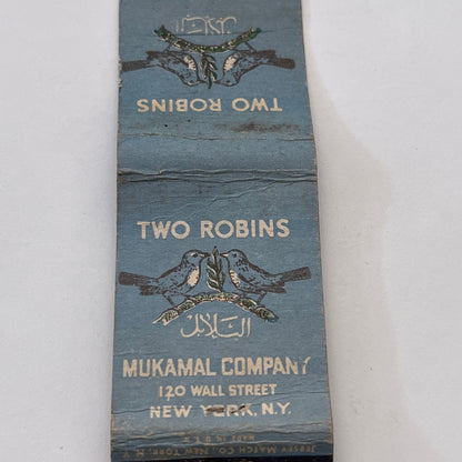 Two Robins Mukamal Company New York Vintage Matchbook Cover MM3-2