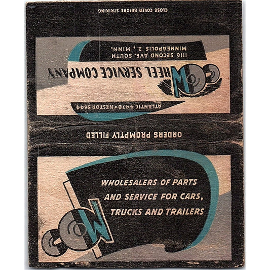 Wheel Service Co 2nd Ave So Minneapolis Vintage Large Matchbook Cover ML1-8