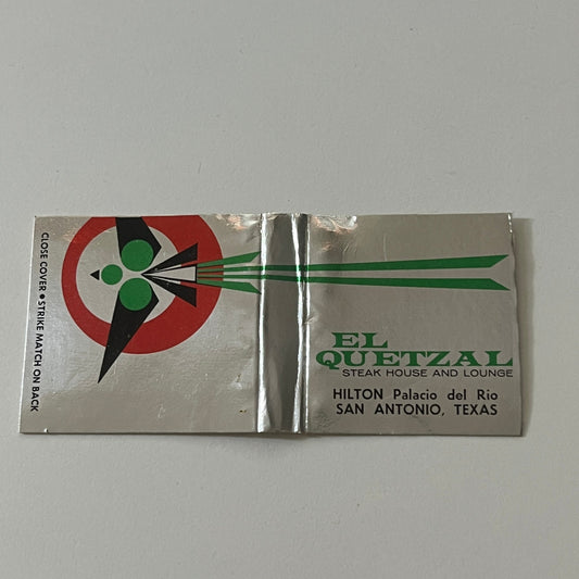 El Quetzal Steak House San Antonio TX Vintage Matchbook TB6-MB2-11