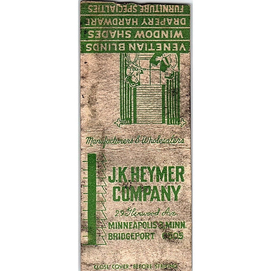 JK Heymer Company Minneapolis MN Vintage Matchbook Cover SC7-Y11