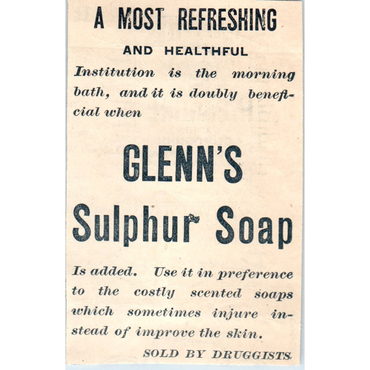 Glenn's Sulphur Soap For Improved Skin 1894 Ad AB6-SL1