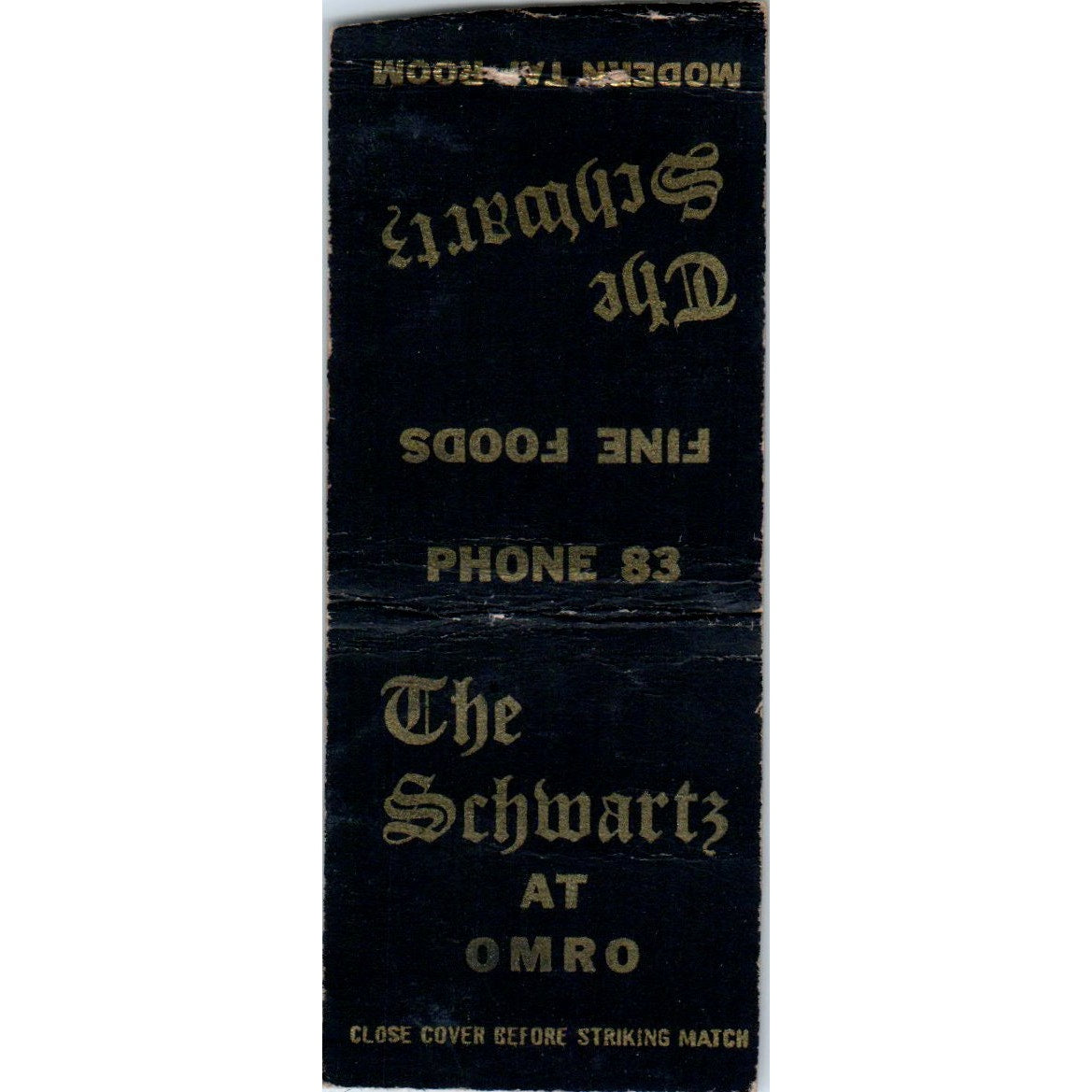 The Schwartz at Omro WI Vintage Matchbook Cover SD2-Y5