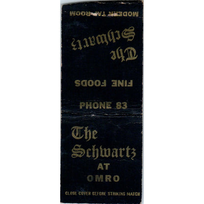 The Schwartz at Omro WI Vintage Matchbook Cover SD2-Y5