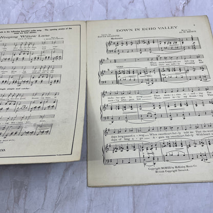 1919 Down in Echo Valley Haven Gillespie Al. W. Brown Antique Sheet Music Ti5