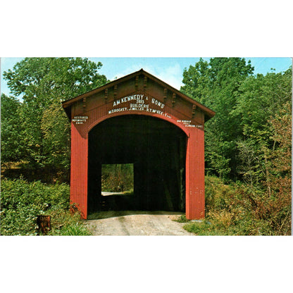 Greene County Richland Creek Bridge A.M. Kennedy IN Covered Bridge Postcard PC14