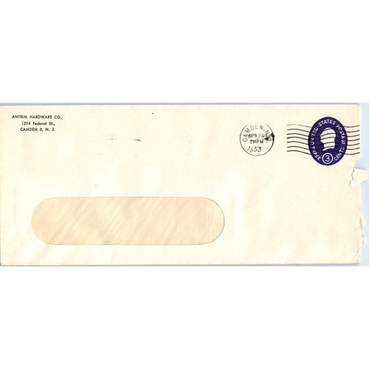 1953 Antrim Hardware Co Camden NJ Postal Cover Envelope TH9-L1