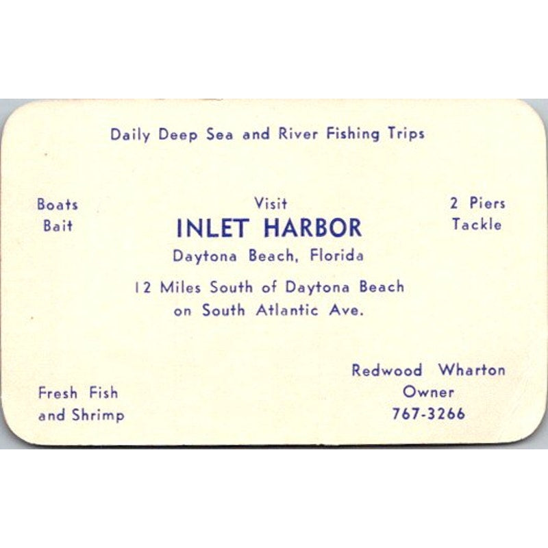 Inlet Harbor Fishing Trips Daytona Beach Redwood Wharton Business Card AI9-M28