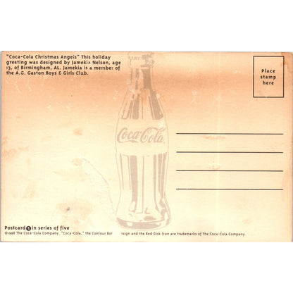 Coca-Cola Christmas Angels Jamekia Nelson Birmingham - Vintage Postcard AB8-RS1