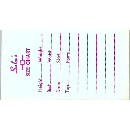 Salm's Women's Fashion Escondido CA Vintage Business Card SE5-B4