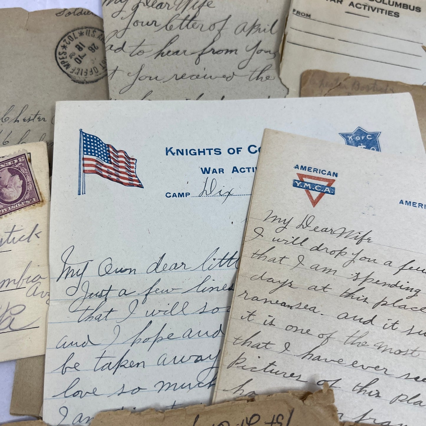 Huge Lot 1918 WWI Letters Ephemera Chester Bostwick 304 Engineers Lancaster TA9