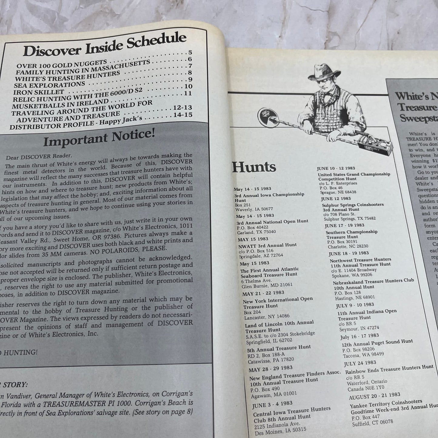 1983 Vol. I - Discover Treasure Hunting Magazine - White's Electronics Inc M11